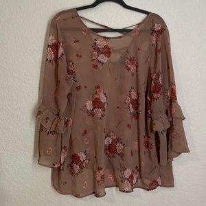 Floral Cross Back  Blouse